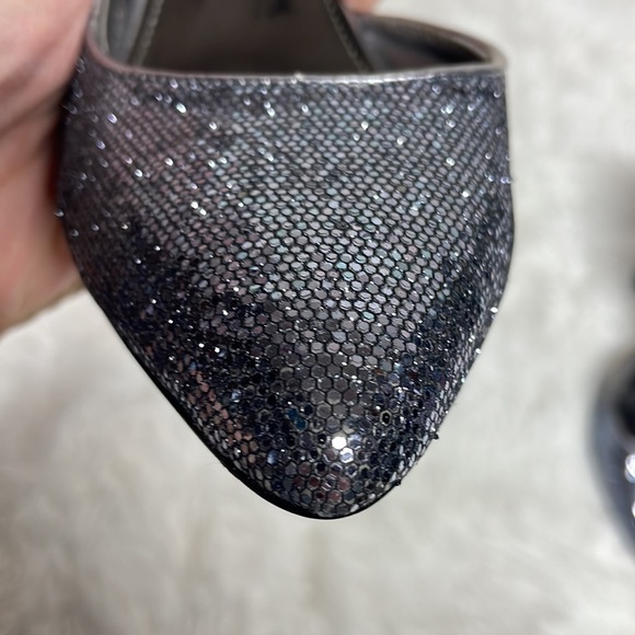 Ann Klein Zia Glitter Silver Pewter Gray D’orsey Pump Heels - Picture 9 of 9
